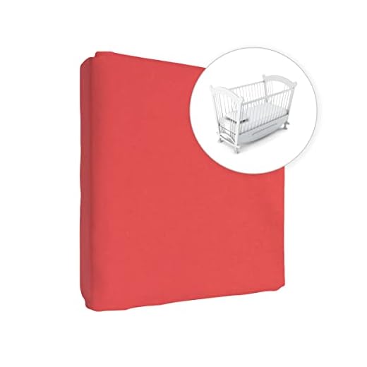 Jersey 100% Cotton Fitted Sheet for 90 x 40 cm Baby Crib Cradle Mattress (Red)