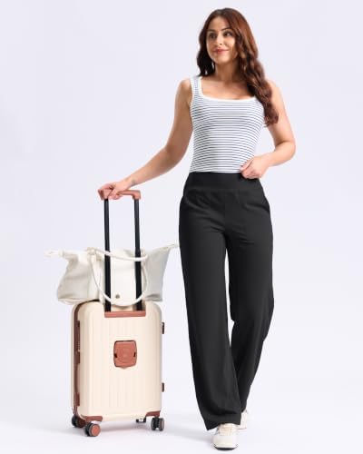 Soothfeel Wide Leg Pants for Women Petite/Regular/Tall High Waist Stretch Yoga Work Dress Lounge Sweatpants with Pockets view 8