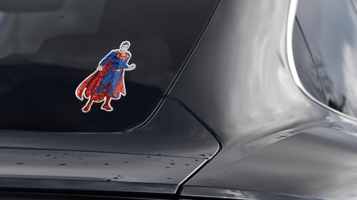Image of Elektroplate Superman Man of Steel Reflective Car Decal Red 4.2 inch | Officially Licensed DC Comics - Weatherproof Automotive Grade Sticker for Water Bottle, Laptop & More - Made in the USA
