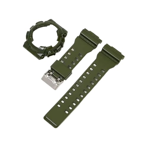 TPU�������ʃx�[��+�o���h�ɓK������Casio G-Shock GA-100/10/120 GA-140 GD-100/10/120 GLS-100 GAX-100(Army green)