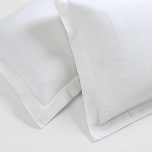 Image of Superior Rome Flannel Cotton Duvet Set, Soft Brushed Duvet Cover, Modern Farmhouse Bedding, Basics, Comforter or Duvet Insert Cover, Includes; Duvet Cover, Pillow Sham, Twin, Solid Ivory
