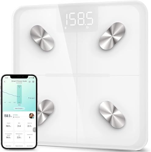 Etekcity Smart Scale For Body Weight, Accurate To 0.05lb (0.02kg) Digital Bathroom Weighing Machine For Fat Water Muscle BMI For People, Bluetooth Electronic Body Composition Monitors, 400lb