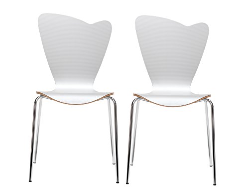 MAUSER SITZKULTUR 2er-Set Design Stühle HEART in Holzdekor weiß ohne Armlehne, stapelbar, M528 Cover