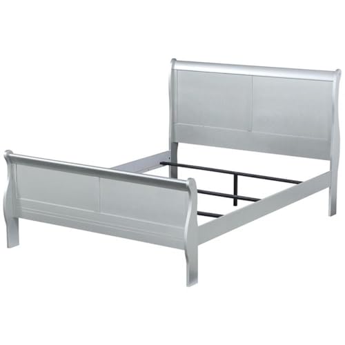Acme Louis Philippe Wooden Twin Sleigh Bed in Platinum White