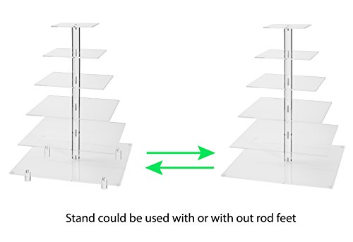 Jusalpha® Large 6 Tier Wedding Party Square Cupcake Stand-Cake Stand-Cupcake Tower-Dessert Display Stand (Large 6 Tier With Base) (6Sf) #TOP4