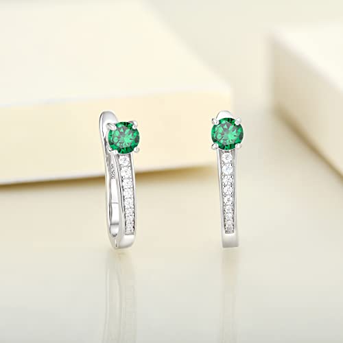 Yl Hoop Earrings 925 Sterling Silver U Shaped Halo Huggie Earrings 18K White Gold Plated Created Emerald Jewelry For Women #TOP3