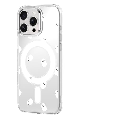 Coque iPhone 15 Pro MagSafe transparente à motif fantôme en TPU souple