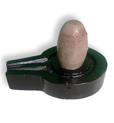 Image of Narmadeshwar Narmada Stone Shivling, Natural Kailashadhipati Shivling & Jaladhari, Kamalhasth. (2inch Shivling & 4inch Plate Jaladhari)