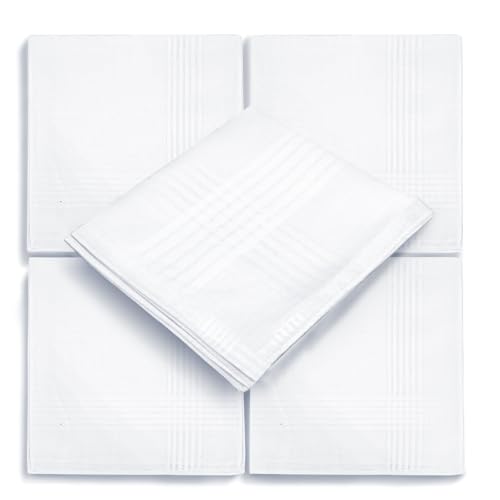 HHHAZ 5 Pack Handkerchiefs for men, 100% Soft Cotton 16x16 Inch Men's Handkerchiefs, White Classic...