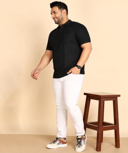 Image of INKKR Plus Size Solid Men's Polo Neck T-Shirt