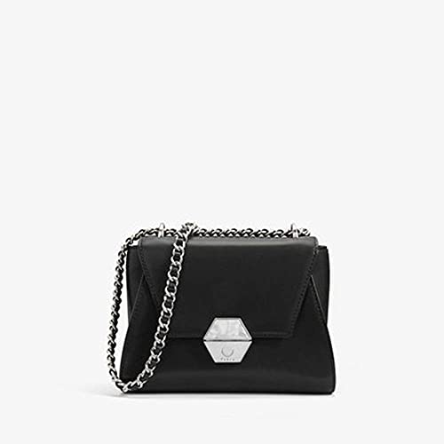Sac à bandoulière femme cuir noir petit format rigide vintage RajoNN 17cm