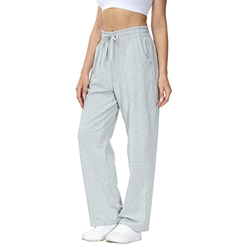 HMIYA Pantalón Chándal Mujer Pantalones Suelto Algodón Casual Apropiado Yoga Deportivos Running Fitness(Gris S) Cover
