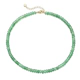 chorfla Beaded Gemstone Necklaces for Women, Bohemian Colored Choker Natural Stone Bead Decoration Summer Beach Handmade Jewelry Necklace (Emerald)