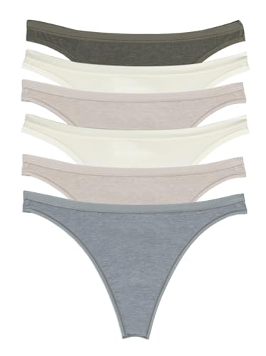 Image of Felina Women's Organic Cotton Thong Underwear, 6-Pack