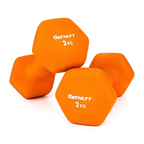 Athlyt Neoprene Dumbbell Weights, 2 x 2kg, Orange