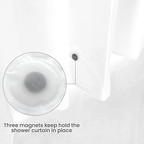 Frosty White PEVA Shower Curtain, Waterproof Bathroom Curtain Liner, Mildew Resistant Curtain with 12 Hooks - Image 3