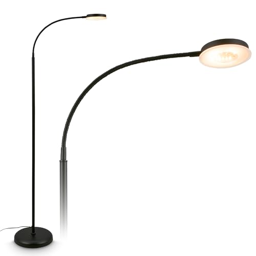 BRILONER - Stehlampe mit Touch, dimmbar, schwenkbar, Memoryfunktion, Leselampe, Wohnzimmerlampe, Schlafzimmer Deko, Deckenfluter, Standleuchte, Stehleuchte, 125,5 x 21 x 45 cm, Schwarz