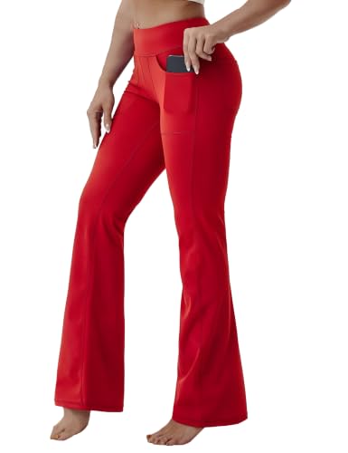 Image of BUBBLELIME Women Out Pockets High Waist Bootlegs Tummy Control Yoga Flared