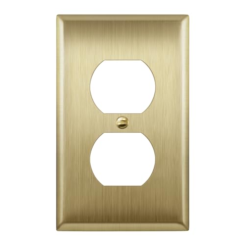 ENERLITES Duplex Receptacle Metal Wall Plate, Outlet Cover, Corrosion Resistant, Size 1-Gang 4.50' x...