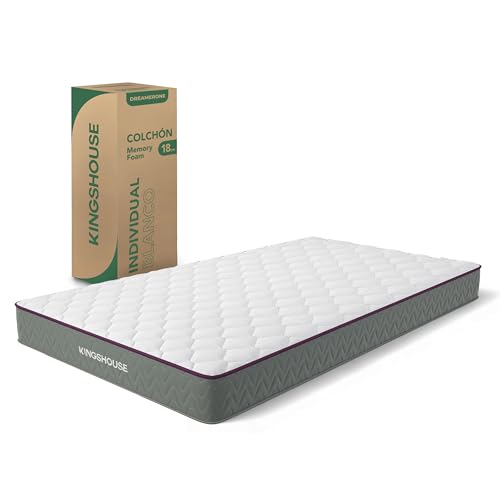 Kingshouse Colchón Individual en Caja 18 cm DREAMERONE de Espuma de Alta Densidad, Memory Foam, Firmeza Media, Hipoalergénico, Transpirable y Ergonómico con Soporte Estable