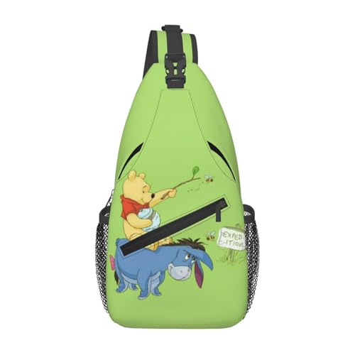 スリングバッグ ウエストバッグ くまのプーさん かわいい 漫画 斜めがけバッグ 大容量 軽量 防水 人気 アニメ ショルダーバッグ 登山 旅行