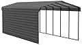 Arrow Carports Galvanized Steel Carport, with 1-Sided Enclosure, Compact Car Metal Carport Kit, 12' x 29' x 9', Charcoal
