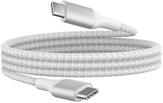 Belkin BoostCharge Kabel zasilania USB-C-USB-C, szybkie ładowanie Power Delivery 240 W, certyfikat USB-IF, zgodny z urządzeniami MacBook Pro, iPhone 15, Chromebook, Galaxy, iPad i innymi, 1 m, biały