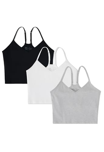 Image of Pact Organic Cotton Women's Everyday Shelf Bra Cropped Camisole 3-Pack