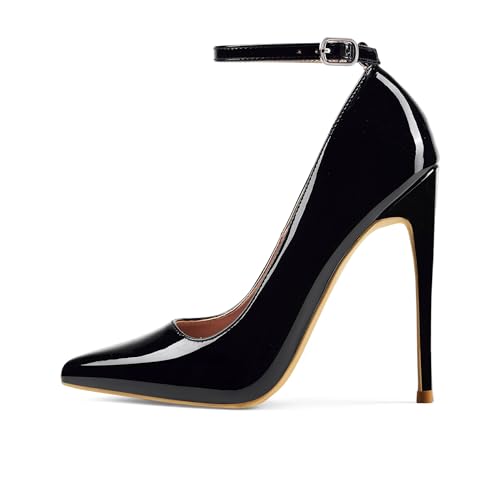 Elisabet Tang Women's Fashion Removable Ankle Strap Classic Pumps High Heels - 4.7IN Sexy Closed Pointy Toe Stilettos for Party Dress Shoes2