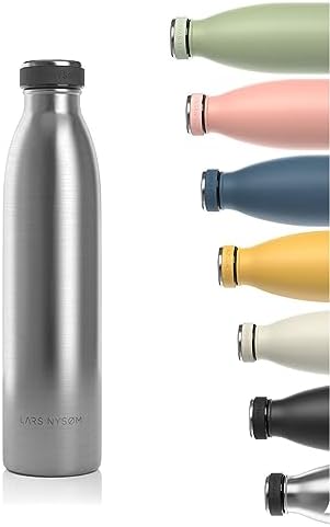 LARS NYSØM Stainless Steel Insulated Water Bottle 12oz 17oz 25oz 34oz 51oz | BPA-Free Insulated Thermo Flask for Hot and Cold Beverages | Leakproof Drinking Bottle (Capulet Olive, 34oz)