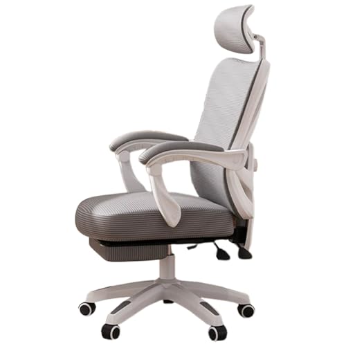 Silla de videojuegos con reposapiés, silla ergonómica de videojuegos de respaldo alto, reposacabezas y reposabrazos ajustables, silla de oficina de tela de malla para computadora