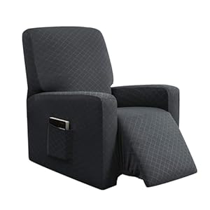 ENOVA HOME Recliner Chair Covers 1-Piece for Reclining Chair, Soft Rhombus Jacquard Polyester Spandex Fabric Recliner Cover Feature Luxury with Elastic Bottom (Grey, Recliner Chair)