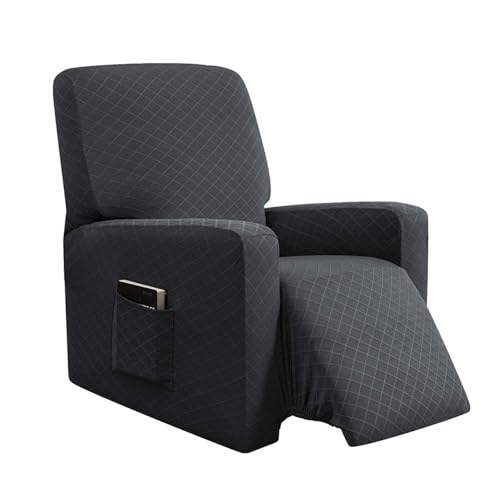 ENOVA HOME Recliner Chair Covers 1-Piece for Reclining Chair, Soft Rhombus Jacquard Polyester Spandex Fabric Recliner Cover Feature Luxury with Elastic Bottom (Grey, Recliner Chair)