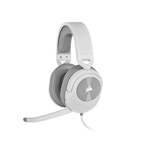 Corsair HS55 Surround v2 Multiplatform Gaming Headset – Dolby Atmos – Lightweight – Memory-Foam Leatherette – Omni-Directional Microphone – PC, Mac, PS5/PS4, Xbox Series X|S, Switch, Mobile – White