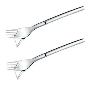 BESTonZON 2Pcs Watermeloen Slicer Cutter 2 In 1 Watermeloen Vork Slicer Zomer Meloen Snijden Artefact Rvs Fruit Vorken Slicer Mes Voor Partijen Camping