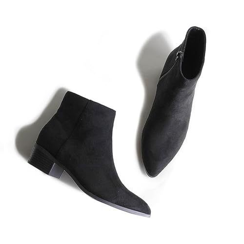 J. Adams Women's Viper Ankle Boots - Short Chunky Low-Heel Pointed-Toe Block Booties, Comfortable and Stylish for Everyday Wear3