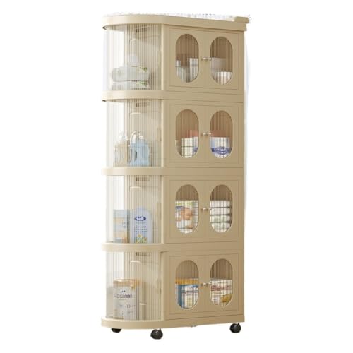 Barino 折りたたみ式 収納ワゴン 家庭用 ベビー用品収納キャビネット 収納カート 2/3/4/5段 大容量 キャスター付き 頑丈 ソファーサイド 移動可能 分類収納 粉ミルク おむつ ラック小物 リビング キッチン (4層,透明)