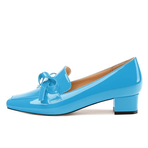 Image of Womens Loafer with Heel, Comfortable Chunky Heels for Women, Loafers Shoes with Bowknot Womens Bunion Dress Shoes