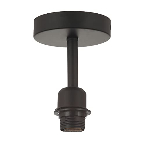 Happy Homewares Traditional Matt Jet Black Ceiling Light Fitting for Industrial Style Light Bulbs, 17cm