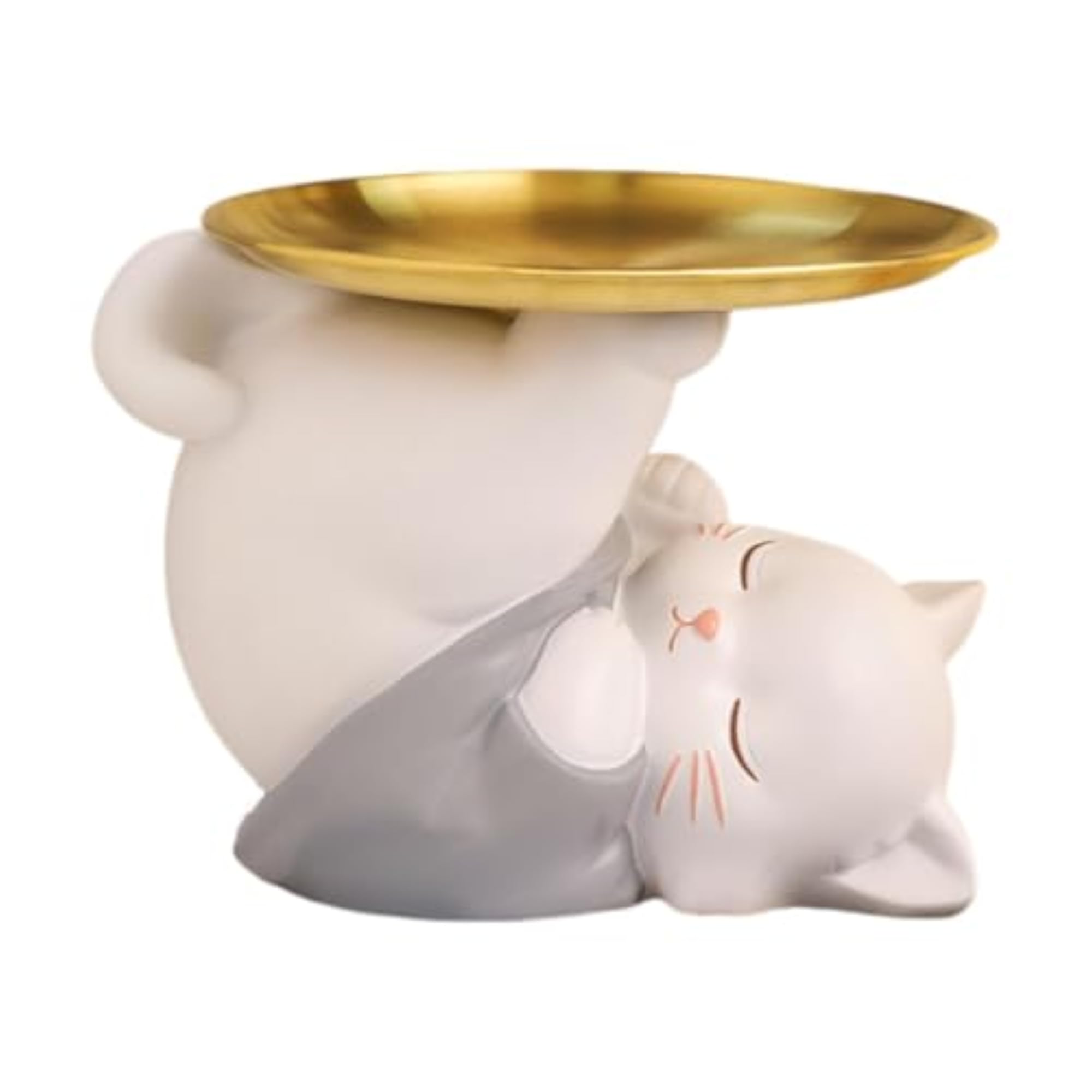Resin Cat Statue with Tray