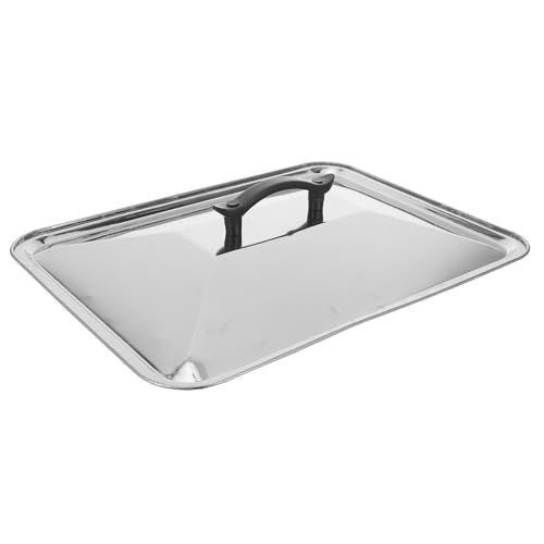 SUPVOX Couvercle Rectangulaire Inox 39 X 29 Cm Anti-éclaboussures Poignée Ergonomique, Couvercle de Poêle Carré pour Cuisson Vapeur et Protection Huile...