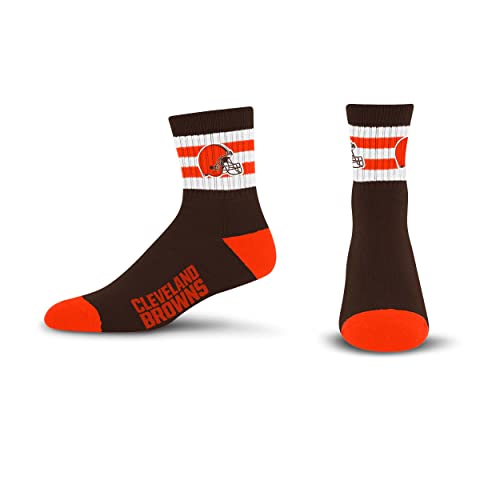 For Bare Feet NFL Cleveland Browns 5 Stripe Logo Quarter Sock Team Color Large