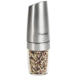 Bestron elektrische kruidenmolen, met ledverlichting en keramische maalwerk, chroom