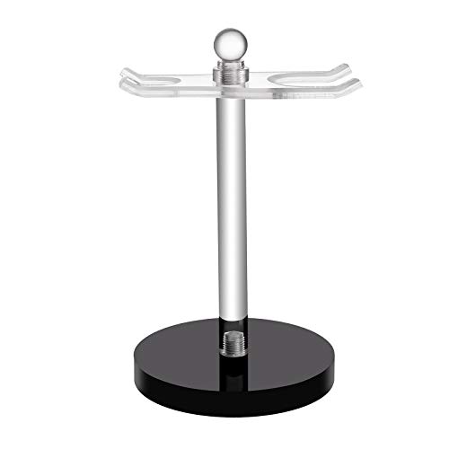 Yes!Fresh Razor Holder Shaver Hanger and Shaving Brush Stand Handmade Black Base Acrylic Clear Brush Handle Care Design (1 Pack)