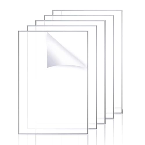 Plaques Acryliques 30x20 cm (2 mm) - Lot de 5 Panneaux Plastique Transparent pour Encadrement, Présentation & Mélange Couleurs