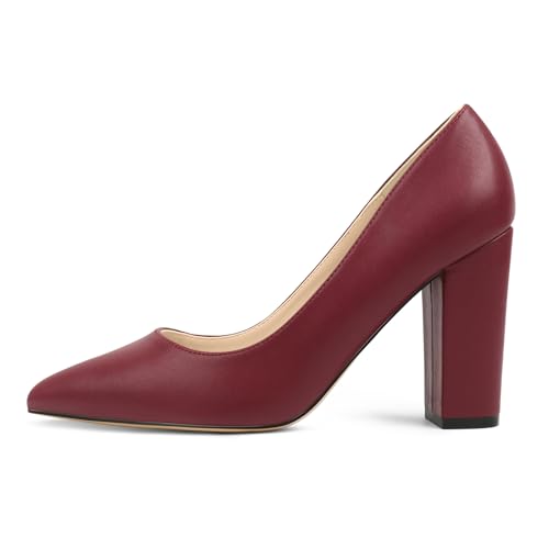 Image of JOY IN LOVE Chunky Heels for Women Pointed Toe Pumps | 3.5 inch High Block Heels, Work Pumps, Party Dress Shoes