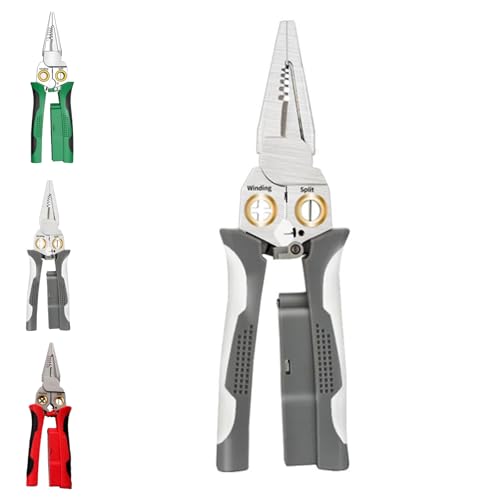 8 in 1 Wire Stripper, Multifunctional Wire Stripper, Pinzas Para Electricista with Non-Slip Grip, Foldable Ergonomic For Cutting And Pulling Wires Cable Scissors (Gray)