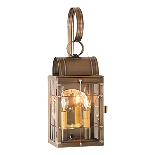 Irvins Country Tinware Entryway Double Wall Lantern in Weathered Brass
