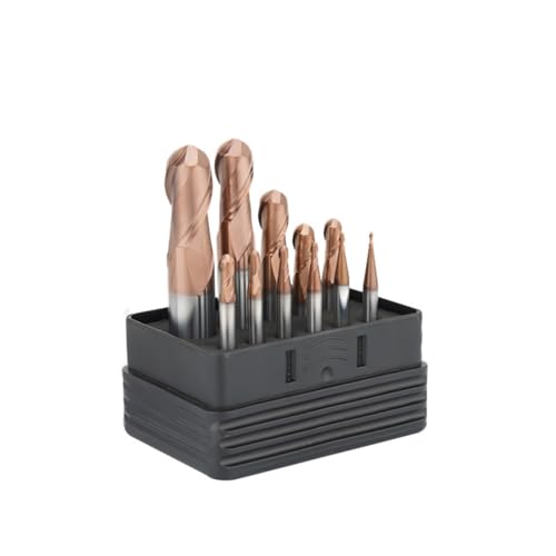 Image of Carbide Ball Nose EndMill HRC55 Double Edge 2 Flute TiAlN Coating Tungsten Steel Milling Cutter for Metal Steel HRC55 R0.5-R6.0 Series 11pcs Set