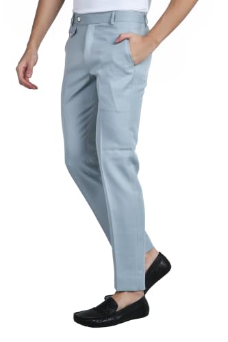 Image of Men's Formal Slim Fit Trousers | Premium Poly Viscose Blend Office Wear Flat Front Pants | Wrinkle Resistant Business Casual Pants | Length 41 Inches.